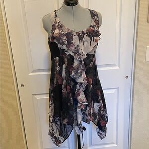 All Saints Floral Sleeveless Ruffle Dress/tunic (8)
